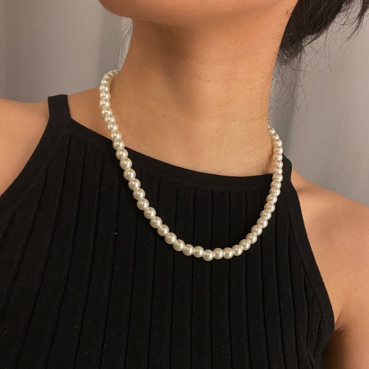 Ingesight. Z Koreaanse Elegante Imitatie Parel Choker Ketting Kraag Eenvoudige Minimalistische Sleutelbeen Ketting Kettingen Voor Vrouwen Sieraden