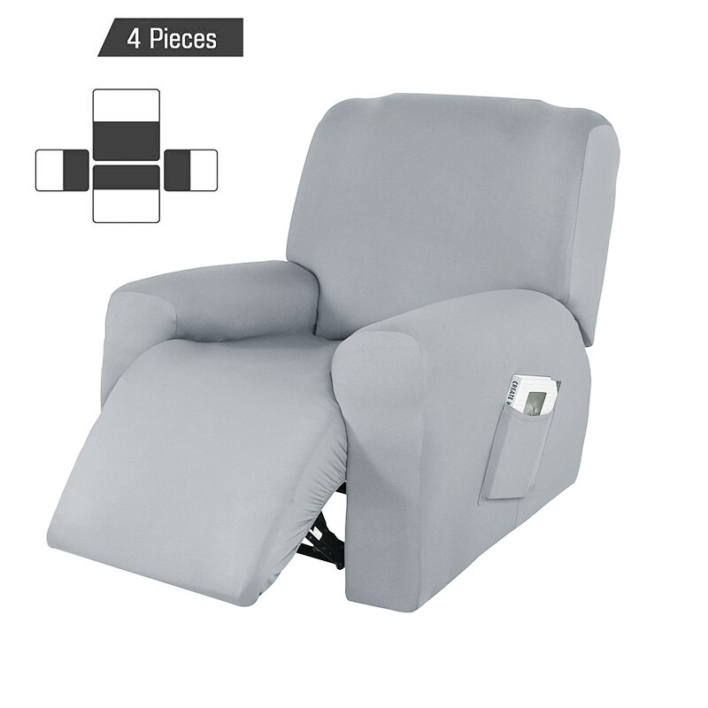 4 stk 1 sete tøye ut hvilestoltrekk spandex lenestoltrekk stue hvilestol sofatrekk sofa slipcover elastisk: Lysegrå