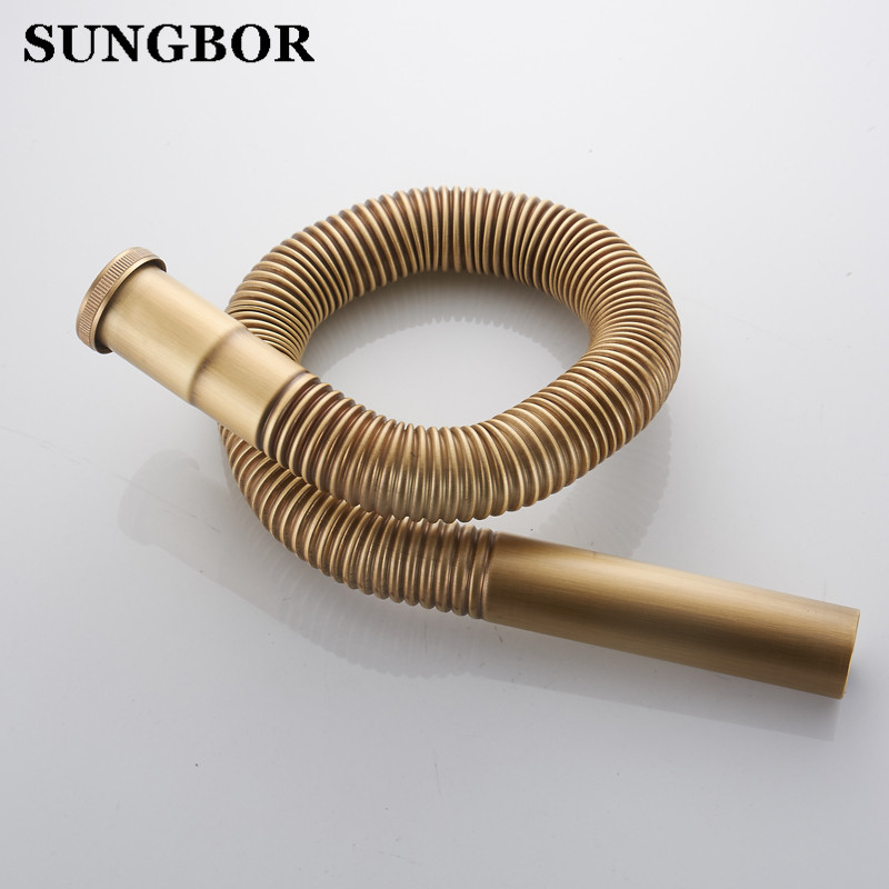 37-77cm Kitchen Sewer Pipe Flexible Bathroom Sink Drains Downcomer Wash Basin Electroplated Plumbing Hose Pipe Tube XSG-123