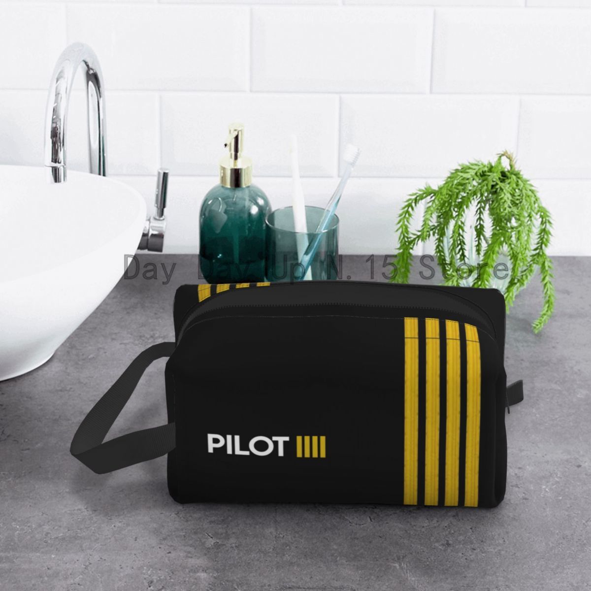 Pilot Captain Stripes Cosmetic Bag Large Capacity Aviation Airplane Aviator Makeup Case Beauty Storage Toiletry Bags