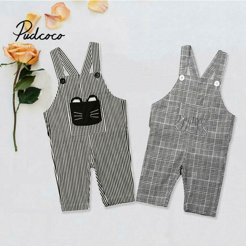 Neue Kinder Kinder Overalls Harem Hosen Jungen Mädchen Tasche Stricken Overalls Overalls Baby Kleidung Mädchen Insgesamt Plaid Striped 6M -3T