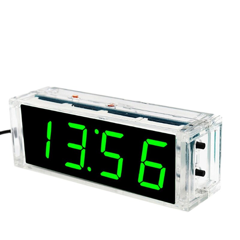 ! DIY Digital Clock Kit 4 Digit LED Electronic Clock Kit Large Screen With Transparent Case LED Green