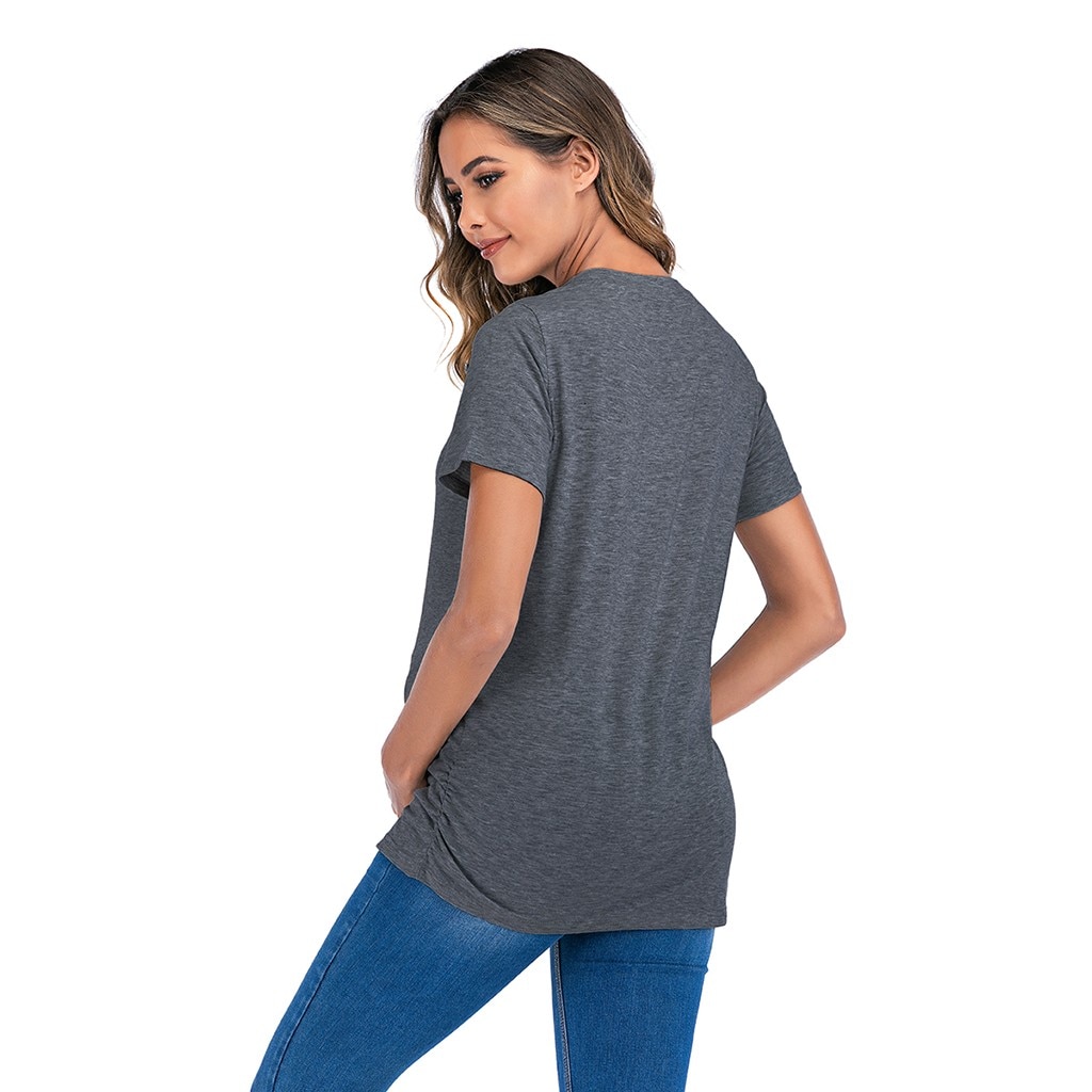 Women Maternity Short Sleeve Cute Cartoon Letter Print T-shirt Tops Pregnancy Blouse Plus Size 3XL zwangerschapskleren #GH40