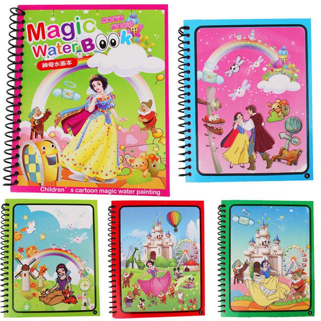 1PCS Montessori Libro Da Colorare Doodle & Magic Pen Tavolo Da Disegno Pittura Acqua Magica Disegno Libro Per Bambini Giocattoli regalo di Compleanno regalo: E