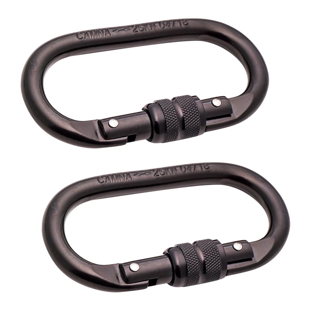 2 stücke Oval-Form 25KN Schraube Locking Karabiner Klettern Abseilen Rettungs Ausrüstung 110X60mm