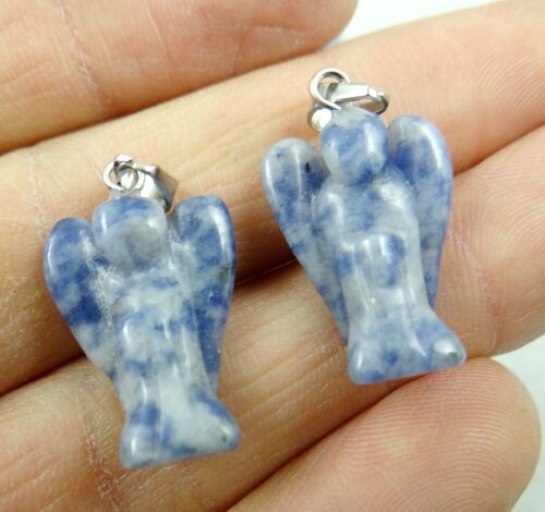 Natural stone Quartz Crystal lapis Turquoises tiger eye angel pendants for diy Jewelry making necklace Accessories2pcs: NO.8