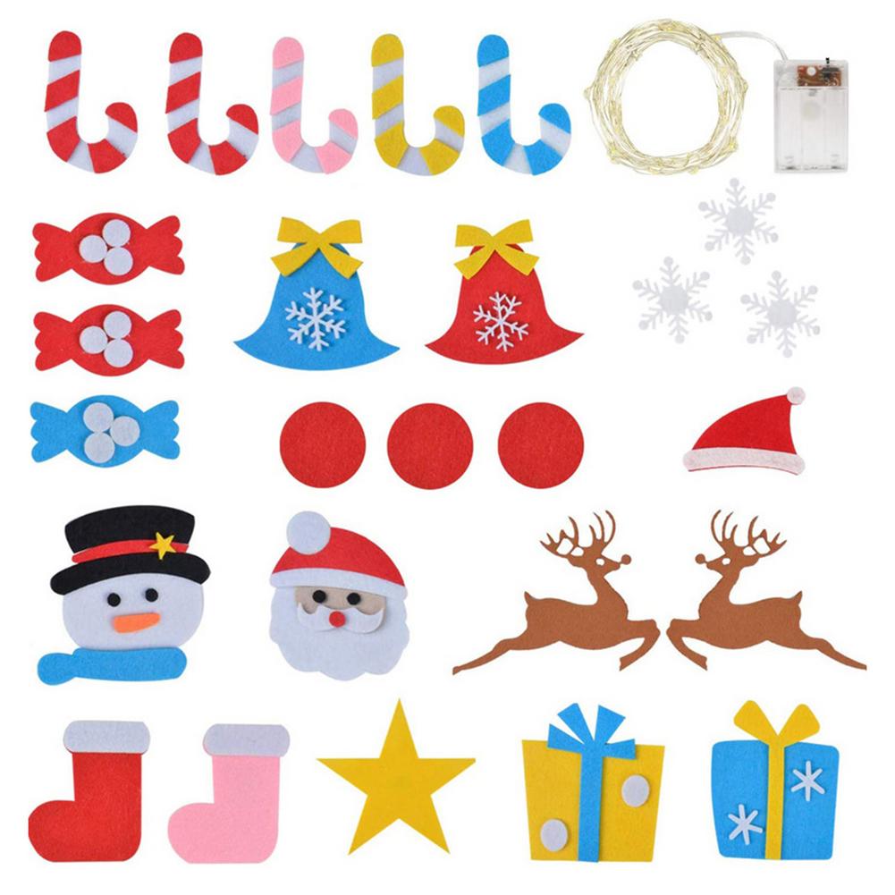27PCS Kids DIY Felt Christmas Tree Lighting Christmas Decoration For Home Year Christmas Ornaments Santa Claus Tree