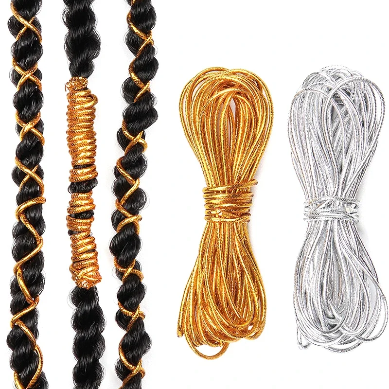 Dreadlock flätor håraccessoarer silver guld flätning hår deco styling skimmer töjbar afrikansk fläta flätad elastisk snodd