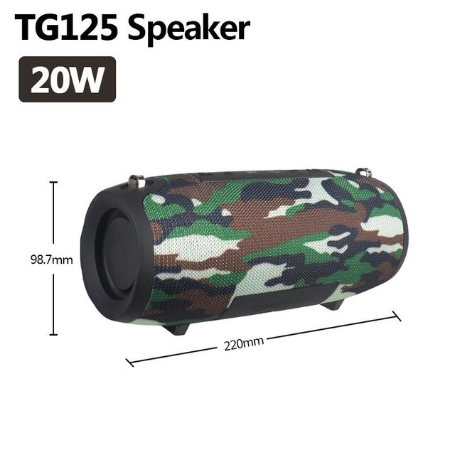 Bluetooth Speaker 20W Basso Impermeabile Colonna Portatile FM Radio Subwoofer AUX USB Musica Della Carta di TF Centro Altoparlante sport Estremo: TG125 Camouflage