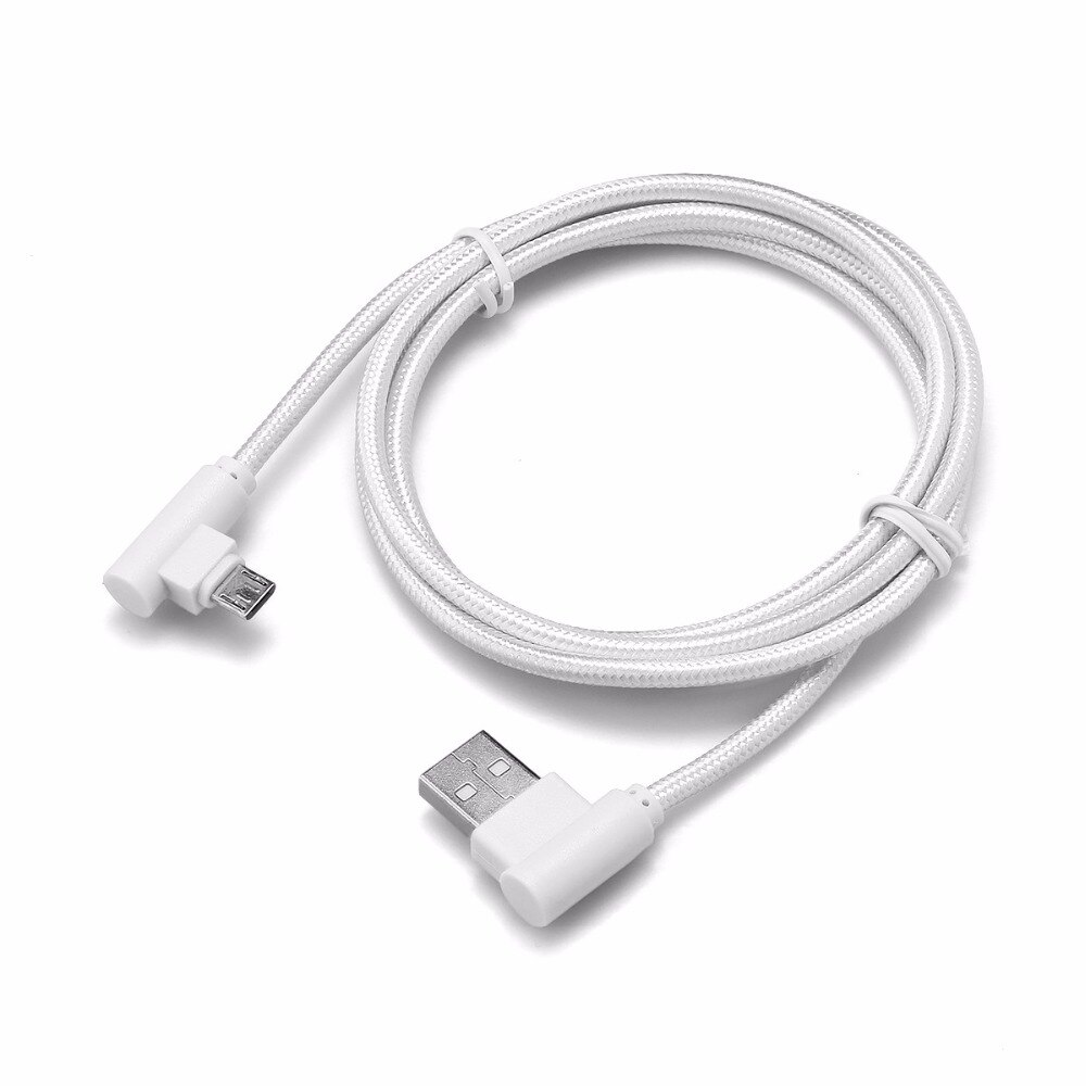 NEUE Nylon Geflochtene Haken Micro Usb 2A Lade für Android Micro Usb Winkel Kabel 90 Grad Schnelle Aufgeladen für Samsung huawei: White / 2m