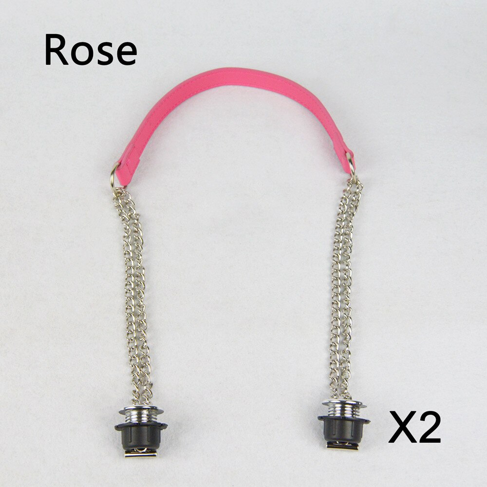 1 Pair Obag Silver Long Double OT Chain With Metal Plating Screw For OBag O bag Women Bag Shoulder HandBag: Rose