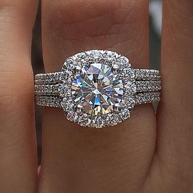 Huitan modisch Frauen Ringe mit Brillante Zirkonia Luxus Verlobungsringe Hochzeit Schmuck