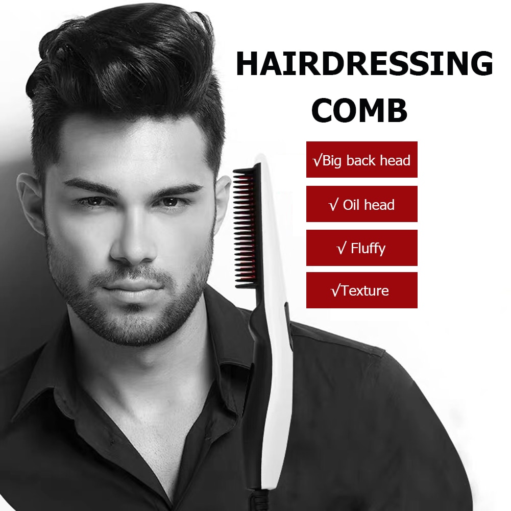 Men Hairdressing Hair Styling Comb Home Straight Hair Comb Beard Hairbrush Hair Comb Multifunction Beard Hair Straightener