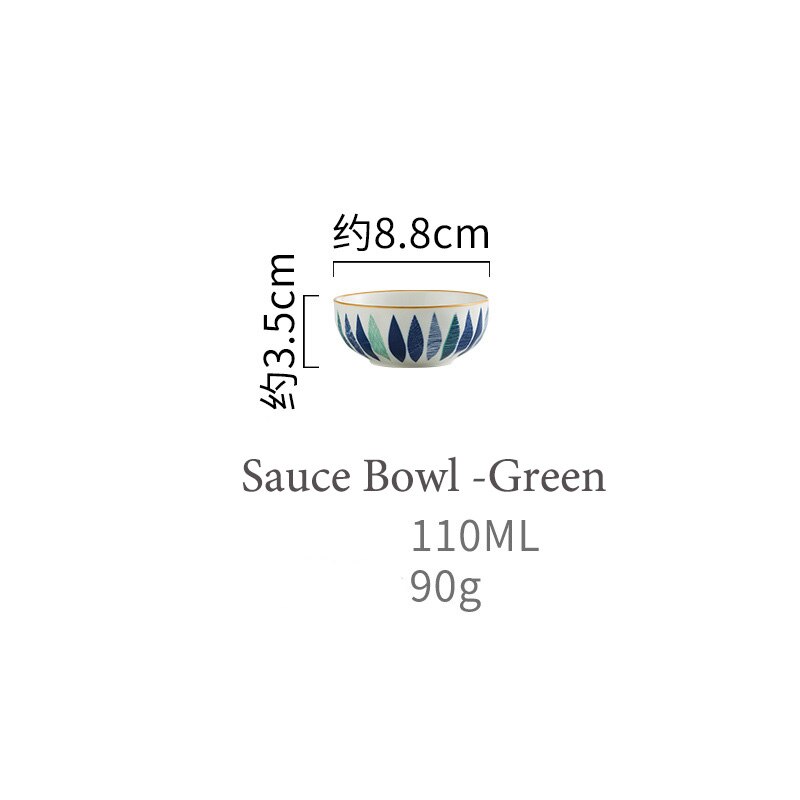 Japońska zastawa stołowa ceramiczna kreatywna ręcznie malowana miska na makaron naczynia ceramiczne płytkie talerze New Arrival miski: Sauce Bowl Green
