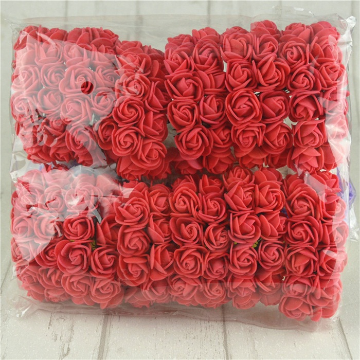 12pc 2.5cm mini multifarvet diy pe skum rose skum kunstig scrapbooking blomster buket bryllup dekoration krans billig blomst