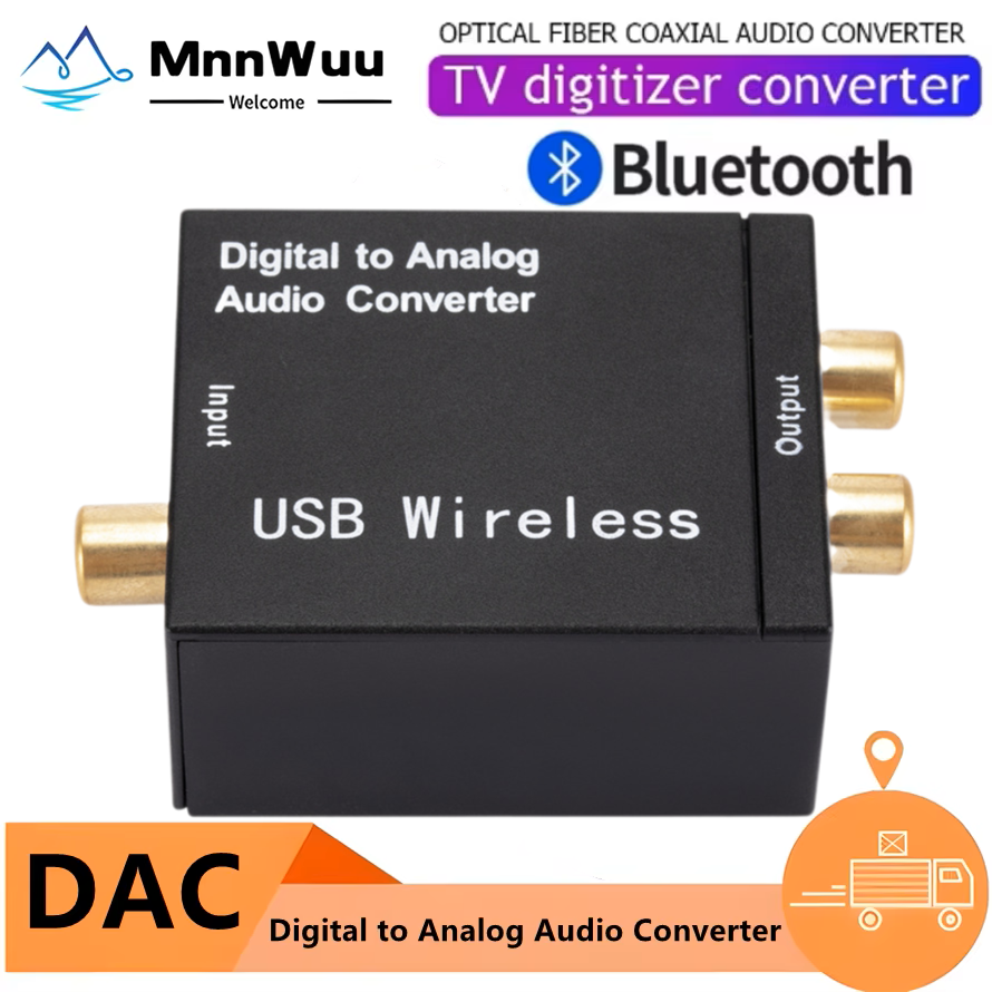 DAC Digital zu Analog Audio Konverter Optischer SPDIF Toslink Koaxialer Bluetooth-Eingang zu L/R RCA Audio Kopfhörerverstärker Ausgang