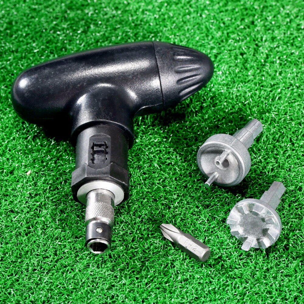 1 Set Golf Spike Ratchet Handle Wrench Tool Bits Golf Remover Ripper Steel Ratcheting Shoe Cleats Practical Club