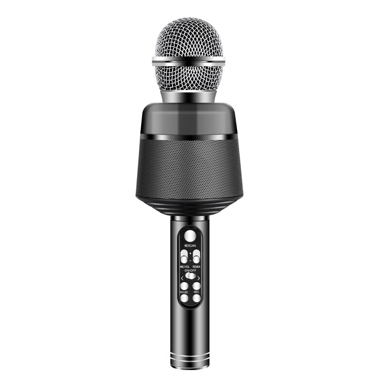 Micrófono inalámbrico Q008 con Bluetooth para Karaoke, condensador con USB, altavoz de mano con micrófono para cantar en teléfono móvil: black