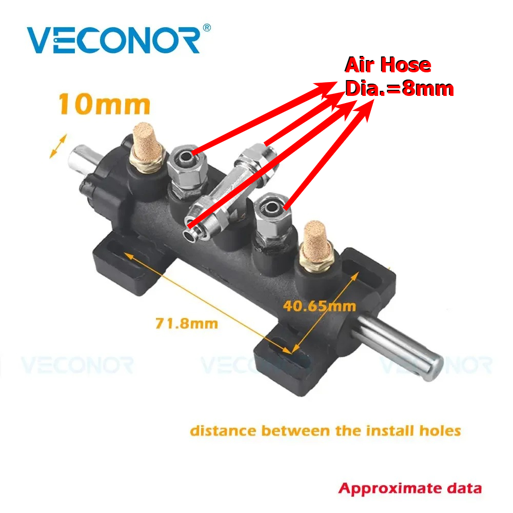 Luchtregelklep met vijf standen voor bandenwisselmachine, cilinderbedieningsklep, schakelaar, reserveonderdelen voor bandenwisselmachines, 8 mm