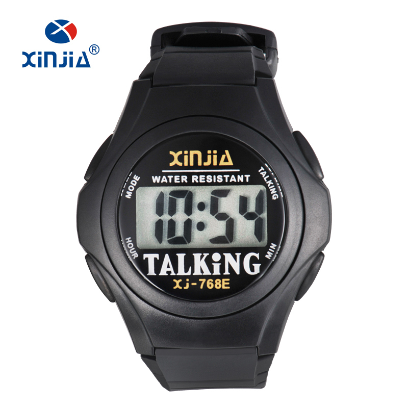 XINJIA Nieuw pratend horloge voor blinde mannen vrouwen Casual Sport Digitaal ouderen Zichtgehandeld Italiaans Arabisch Russisch Koreaans Tijd