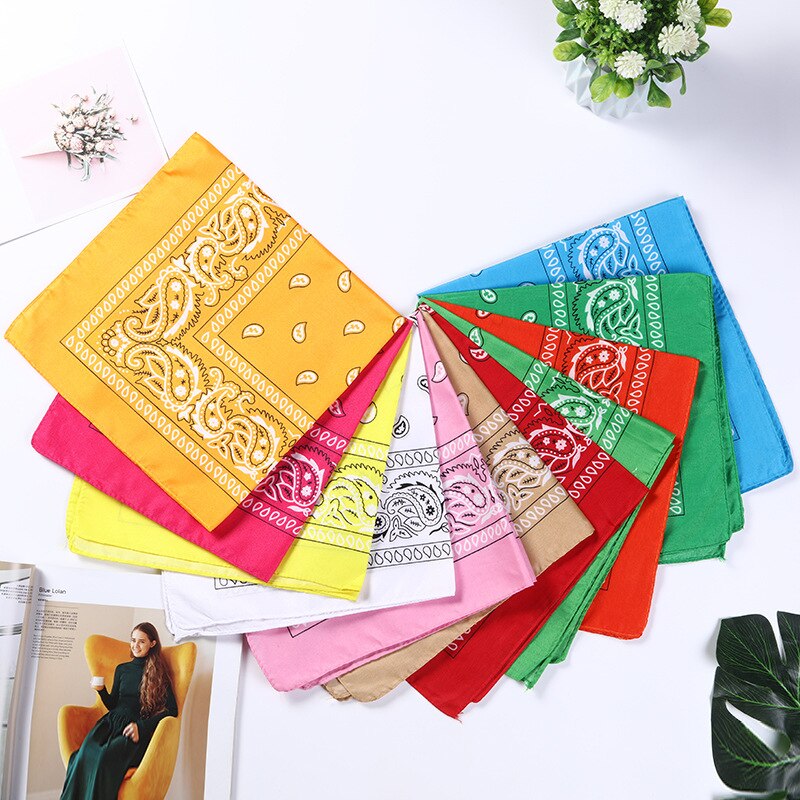 Foulard Bandana noir unisexe, style Hip Hop, bandeau pour cheveux, foulard carré pour le cou et la tête, mouchoir imprimé