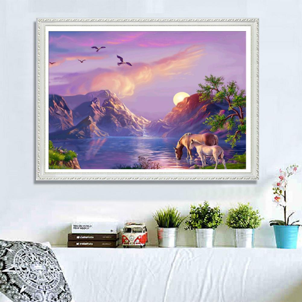 40x30cm 5D Sunset Dolphins Diamond Painting Embroidery DIY Cross Stitch Home Decor