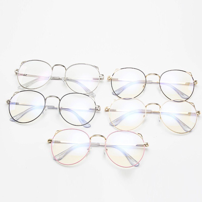 Computer Glasses Eyewear Frame Anti Blue Light Game Glasses Cat eye Anti Glare Eyeglasses Frame Women Round Clear Lens Glasses