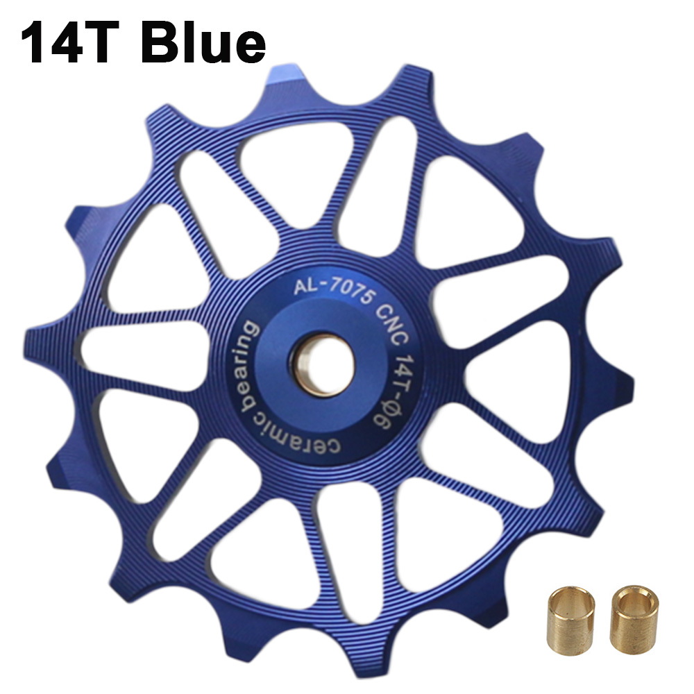 Rueda Jockey de bicicleta 12T 14T, desviador trasero, polea de cerámica, rodillo guía de bicicleta de carretera para Shimano Sram GX XX1 X01 Eagle NX 12 velocidades: Azul marino
