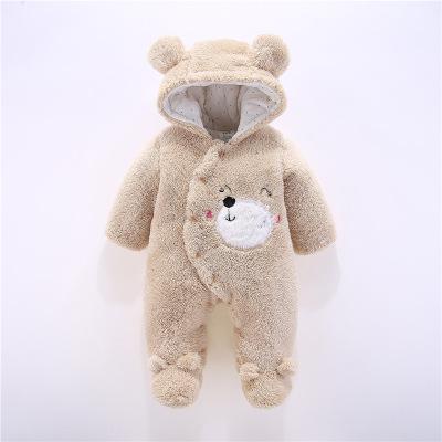 Pasgeboren Baby Kleding Jongens Cartoon Leuke Rompertjes Baby Baby Meisjes Roze Voet Fleece Jumpsuit Winter Dikke Rompertjes Uitloper: Khaki / 9m