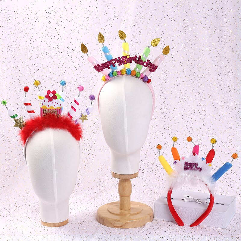 Verjaardagstaart Kaars Gelukkige Verjaardag Hoofdband Foto Props Partij Hoofdband Verjaardag Meisje Hoofdband Verjaardag Decoratie