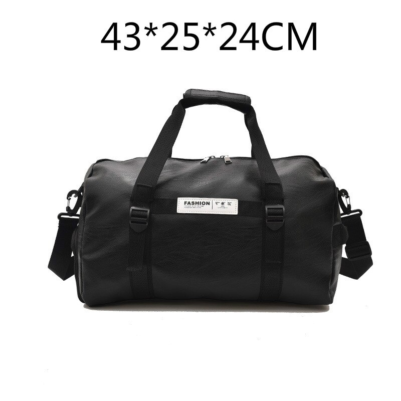 PU Leder Sporttasche Fitness Sport Taschen Trocken Nass Handtaschen Für Männer Frauen Ausbildung Schulter Reisen Sack De Sport neue: Schwarz-M