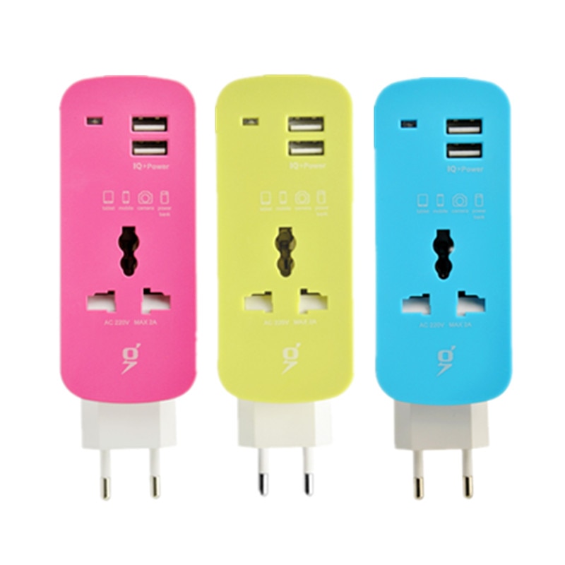 Smart Universal Travel Adapter Power Strip Sockets Adapter with USB Outlet EU Plug Charger 1.5m 5ft Extension Cord