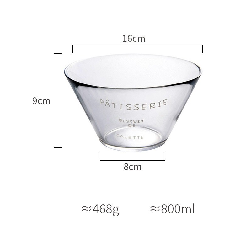 nordisch Stil Kreative transparent Frucht Salat Glas Schüssel Haushalt Nachtisch Schüssel Abendessen Tiefe Platte Gerichte Küche Liefert Runde: 800ml Schüssel