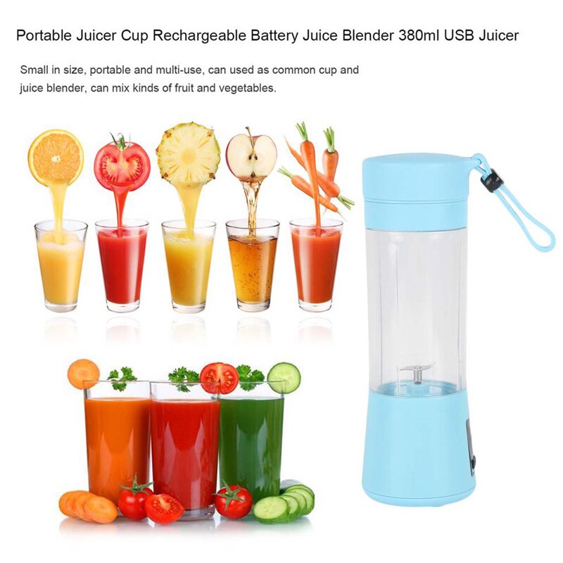 6 Blades Portable Blender Electric Blender USB Rechargeable Juicer Cup Mix Extractor Fruit Smoothie Maker Cup Bottle and Cover