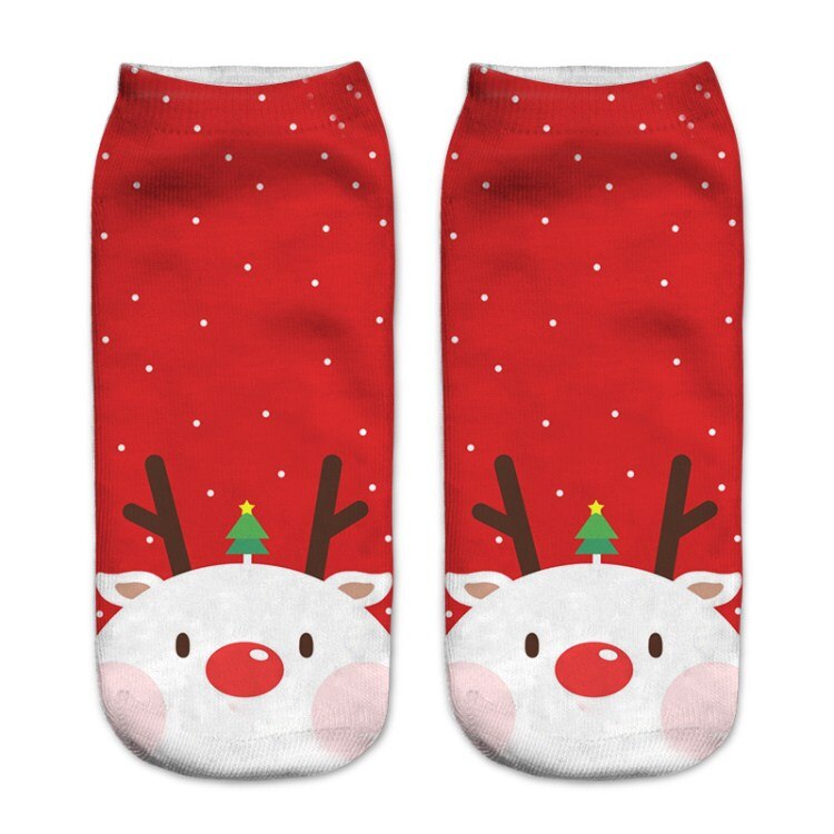 Kvinner 3d printin julesokker unisex tegneserie elg snømann santa sokker kvinner low cut ankel julesokker calcetines mujer -086: 11