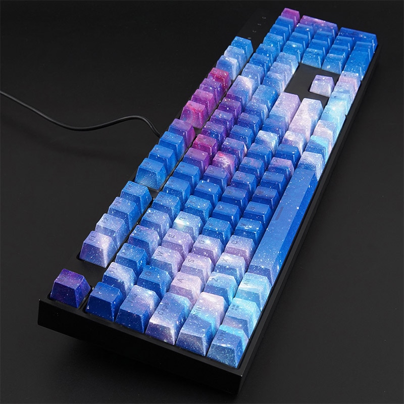 Sternenhimmel ABS Persönlichkeit mechanische Tastatur Tastenkappen Wassertransferdruck 104 Tasten Tastenkappen für FILCO: Blau