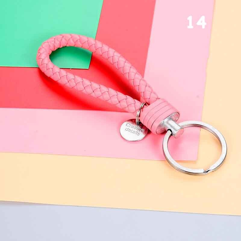 Fatti a mano Intrecciato PU Portachiavi In Pelle Catena Chiave Portachiavi In Metallo Portachiavi Auto Portachiavi Anello chiave Dell'automobile Chiave Pendente Del Sacchetto Accessori Anello: 14