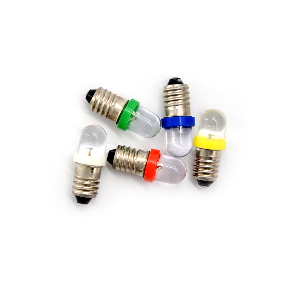 5pcs Low Power Light Bulb Consumption E10 LED Screw Base Indicator Bulb Cold White 6V/12V/24V DC