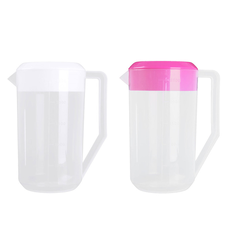 2500ML Plastic Graduated Measuring Water Jug Ero-friendly Milk Liquid Container Pitcher with Lids Handle Portable Anti-leak Jugs