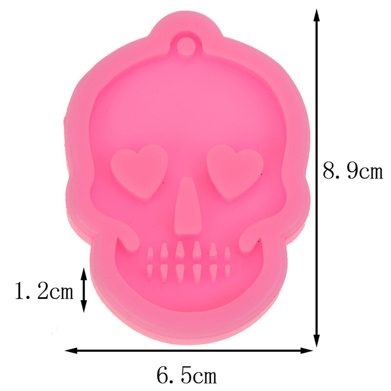 1pc Shiny Ghost Head Skull Silicone Keychains Mold Key Chain Pendant Clay DIY Jewelry Making Resin Mold