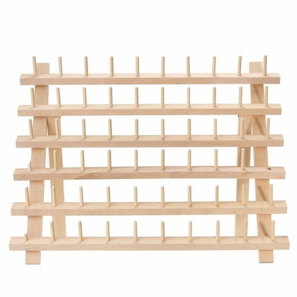 60 Spool Wood Sewing Thread Stand Organizer Craft Embroidery Storage Rack Holder: Default Title