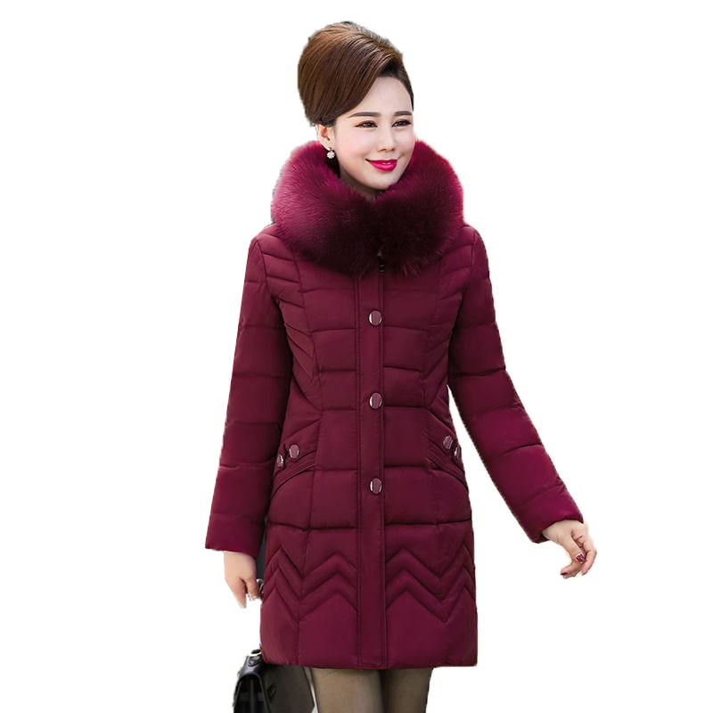 Abrigo de algodón para mujeres de mediana edad y ancianos, Parka de longitud media y grande, chaqueta con capucha, Parkas 5XL, novedad de invierno