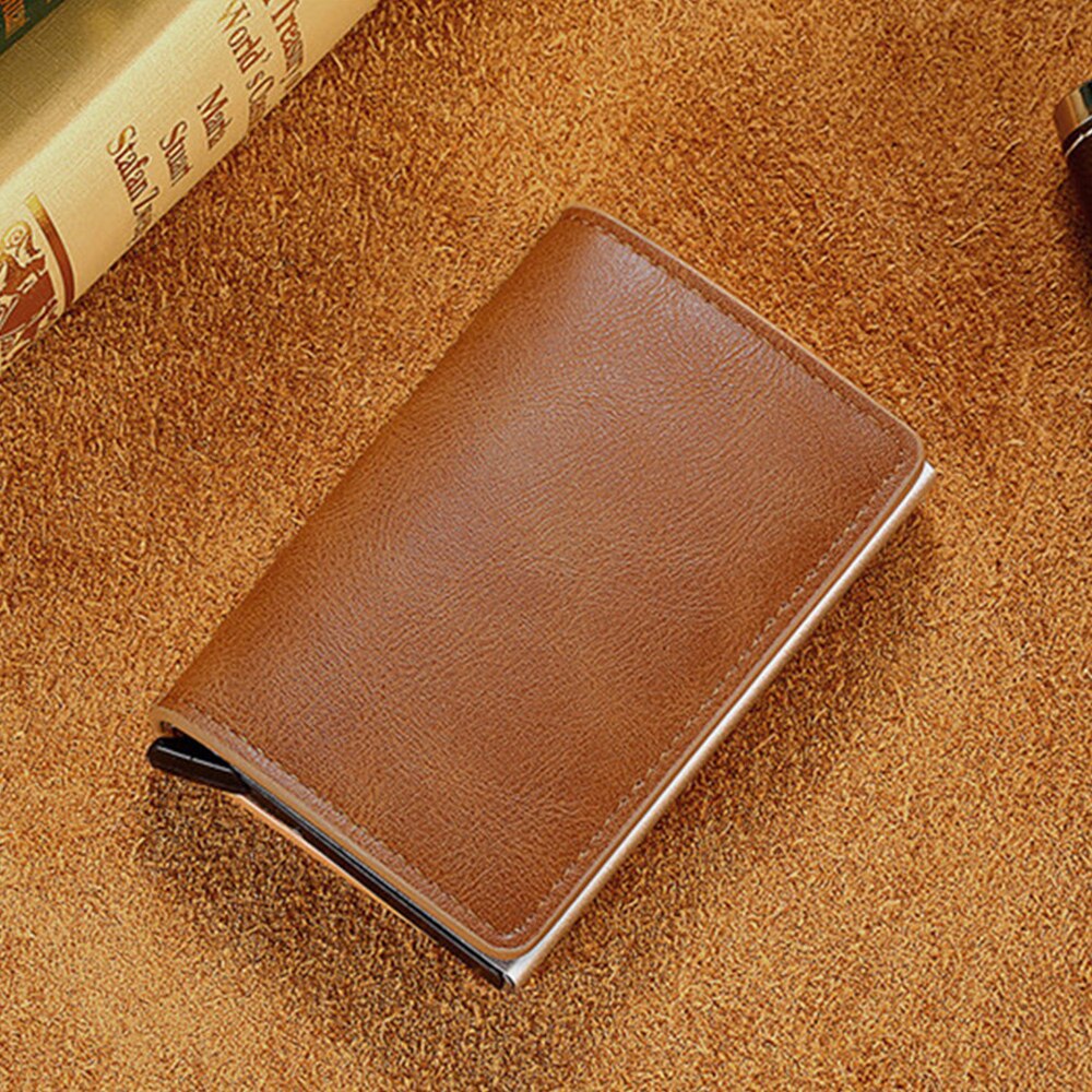 Mand kvinder smart pung visitkortholder hasp rfid pung aluminium metal kredit business mini kort pung