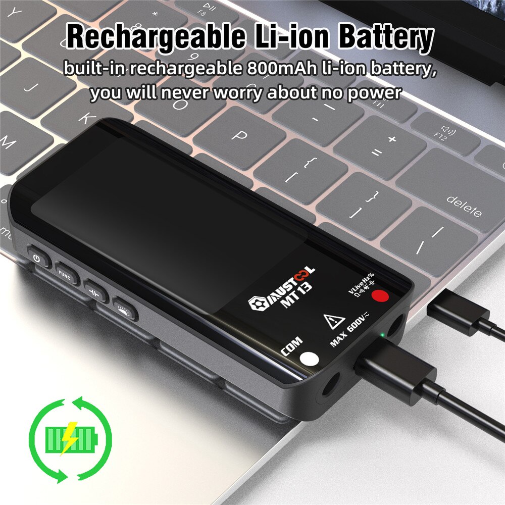 Mustool MT13 Mini Digitale Multimeter 9999 Counts True Rms Oplaadbare Multimeter Met 3.2-Inch Kleuren Scherm Spanning Tester