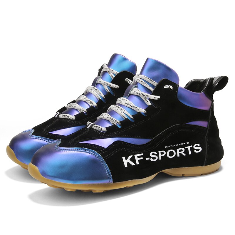 Efterår mænd høj top golfsko ko muskel anti-skrid sportssko mænd skjult hæl golfsko til mænd mærke gym sneakers dreng: Sort / 6.5