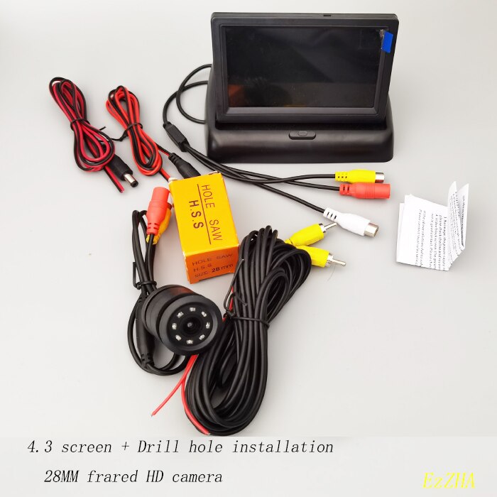 Car Monitor 4.3 inch Foldable TFT LCD Display Rear View Reversing Camera Mirror Parking Assistance Rearview Monitors NTSC PAL: 4.3screen28 infrared