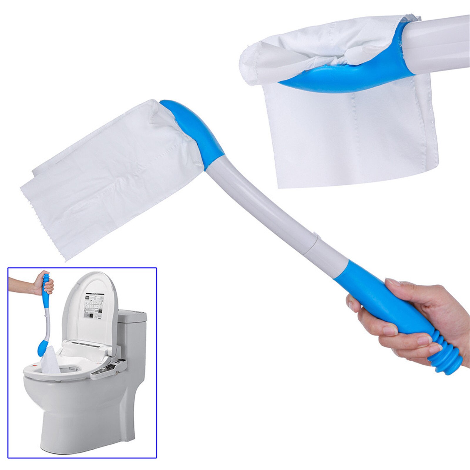 Long Handle Reach Comfort Bottom Wiper Self Wipe Assist Holder Toilet Paper Tissue Grip Self Wipe Aid Motion Assistance