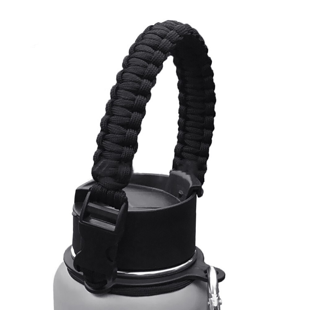 Waterfles veiligheidsring riem touw handvat drager voor hydrofles brede mond chic: Zwart