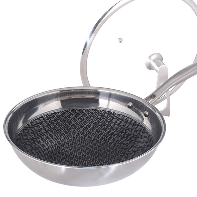 Wok allemande, en acier inoxydable 304, nid d'abeille, cuiseur antiadhésif antifumée et Pot en fer à frire universel pour induction et gaz