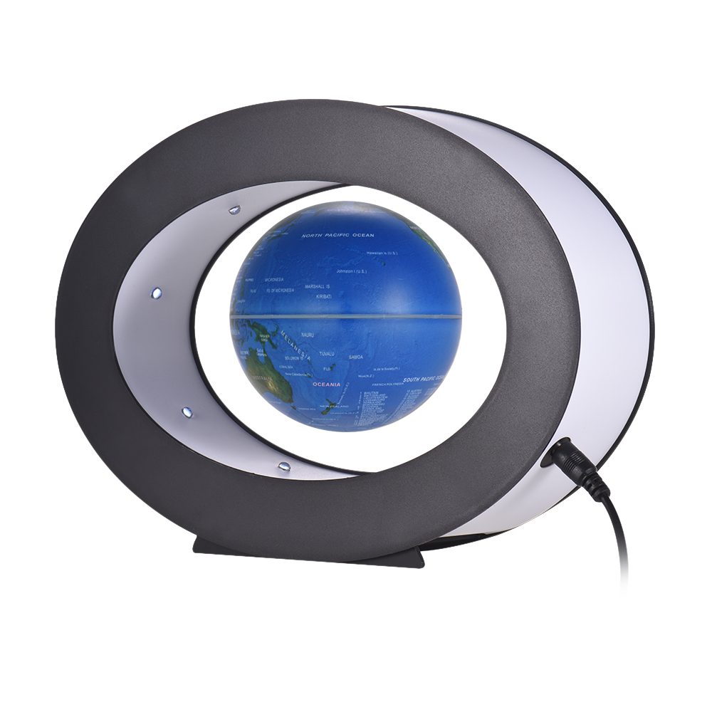 3 Inch Magnetic Levitation Floating Earth Globe World Map with LED White Light Oval Shape Base for Desk Decoration Children